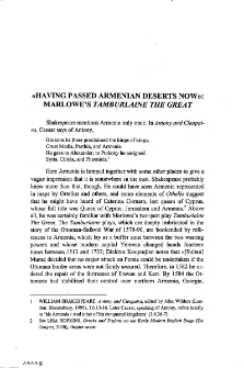 «Having passed Armenian deserts now»: Marlowe's Tamburlaine the Great
