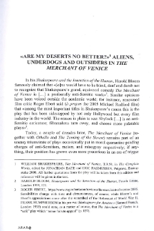 «Are my deserts no better?» Aliens, underdogs and outsiders in the Merchant of Venic
