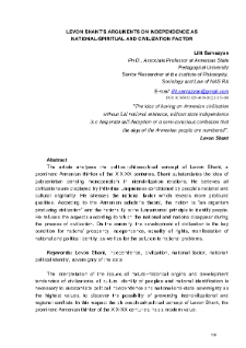 Levon Shant’s Arguments On Independence As National-Spiritual And Civilization Factor