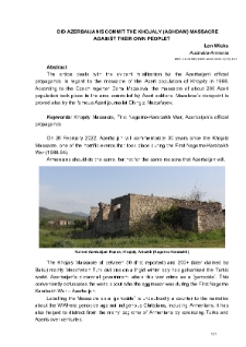 Did Azerbaijanis Commit The Khojaly (Aghdam) Massacre Against Their Own People?