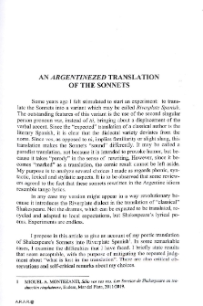 An argentinezed translation of the sonnets