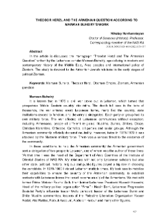 Theodor Herzl And The Armenian Question According To Marwan Buheiry’s Work
