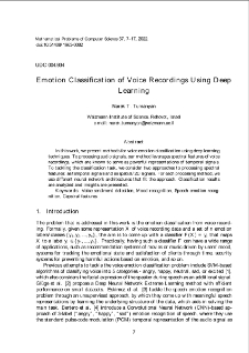 Emotion Classification of Voice Recordings Using Deep Learning