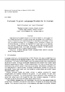 Compact N-gram Language Models for Armenian