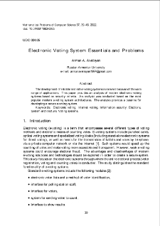 Electronic Voting System Essentials and Problems