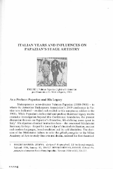 Italian years and influences on Papazian's stage artistry