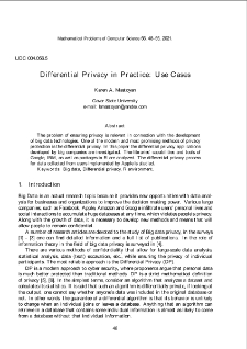 Differential Privacy in Practice: Use Cases