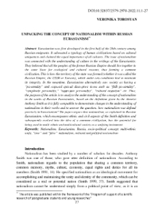 Unpacking The Concept Of Nationalism Within Russian Eurasianism
