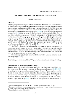The Word Gat‘A In The Armenian Language
