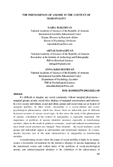 The Phenomenon of Anomie in the Context of Marginality