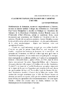 Claude Mutafian, Une passion de L’Arménie l’œuvre