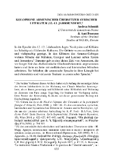 Kolophone Armenischer Übersetzer Syrischer Literatur (12.-13. Jahrhundert)