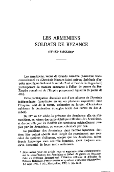 Les Armeniens Soldats de Byzance (IVe-XIe siecles)