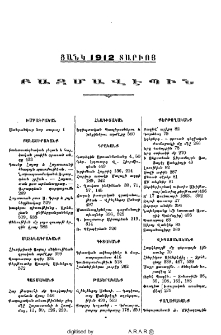 Ցանկ 1912 տարիոյ բազմավէպին