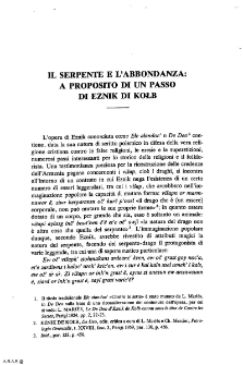 Il Serpente E L'abbondanza: A Proposito Di Un Passo Di Eznik Di Kołb