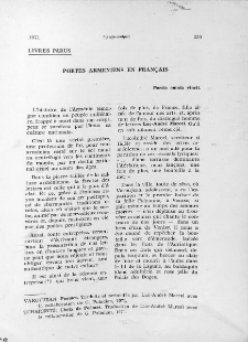 Poetes Armeniens en francais