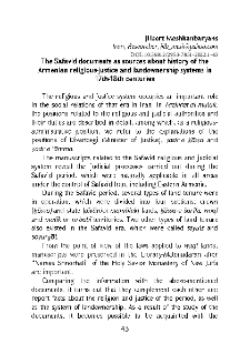 The Safavid documents as sources about history of the Armenian religious-justice and landownership systems in 17th-18th centuries