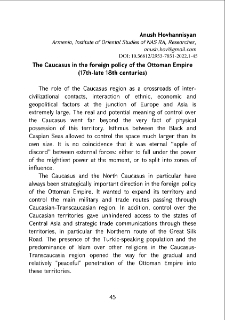 The Caucasus in the foreign policy of the Ottoman Empire (17th-late 18th centuries)