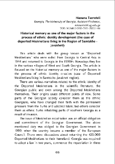 Historical memory as one of the major factors in the process of ethnic identity development (the case of deported Meskhetians living in the Region of Samtskhe -Javakheti)