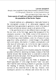 Some aspects of traditional culture transformation among the population of the Border Region