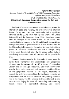 China-South Caucasus: Cooperation under the Belt and Road initiative