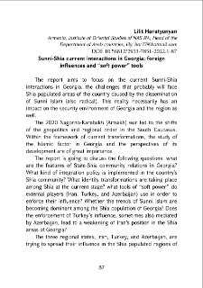 Sunni-Shia current interactions in Georgia: foreign influences and “soft power” tools