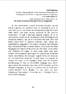 On Some Armenian-Georgian Lexical Isoglosses