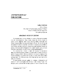 Armenia’s Hour Of Destiny