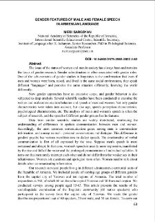 Gender Features Of Male And Female Speech In Armenian Language