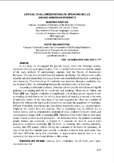 Lexical Challenges In English Speaking Skills Among Armenian Students