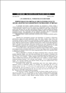 PERFECTION OF POLYMETALLIC ORE FLOTATION CYCLE TO OBTAIN AN EFFECTIVE CONCENTRATE FOR RECOVERY OF METALS