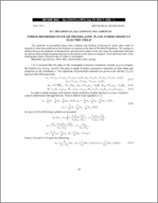 STRESS DEFORMED STATE OF PIEZOELASTIC PLATE UNDER CROSSCUT ELECTRIC FIELD