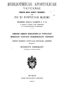 Codices armeni Bybliothecae vaticanae Borgiani, Vaticani, Barberiniani, Chisiani