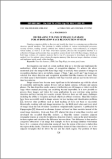 DECREASING VOLUME OF IMAGE DATABASE FOR AUTOMATION FACE RECOGNITION SYSTEM