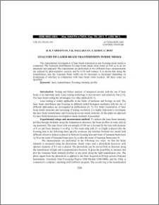 Analysis of laser beam transmission unside media