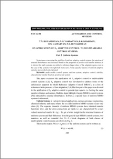 On application of L1 adaptive control to multivariable control Systems. Part 2. Uniform systems