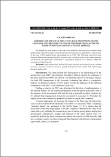 Assessing the impact of fuel cycle back end options on the levelized unit electricity cost of the produced electricity based on the nuclear fuel cycle in Armenia