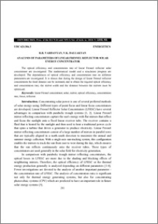 Analysis of parameters of linear fresnel reflector solar energy concentrator