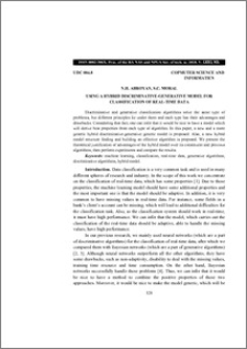Using a hybrid discriminative-generative model for classification of real-time data