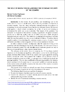 The Role Of Innovations In Assessing The Economic Security Of The Country