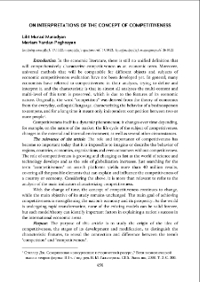On Interpretations Of The Concept Of Competitiveness