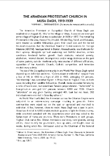 The Armenian Protestant Church in Musa Dagh 1919-1939