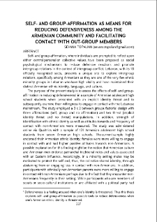 Self- and Group-Affirmation as Means for Reducing Defensiveness Among the Armenian Community and Facilitating Contact With Out-Group Members