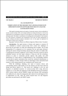Verification of the memory test and diagnosis flow implementation in software post-silicon analysis automation tools