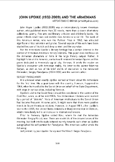 John Updike (1932-2009) and the Armenians