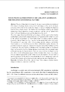 Socio-Political Perception Of Shīʿa Islam In Azerbaijan: The Influence Of External Factors