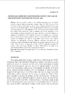 Technology Diffusion And Power Transition: The Case Of The Semiconductor Industry In East Asia