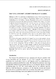 The “Civil Concord”: Attempt For Peace In Algeria