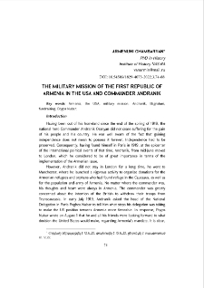 The Military Mission of the First Republic of Armenia in the USA and Commander Andranik