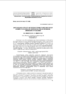 Antioxidant activity of extract from three species of mosses: Plagiomnium Cuspidatum, Mnium Spinosum, Anomodon Viticulosus